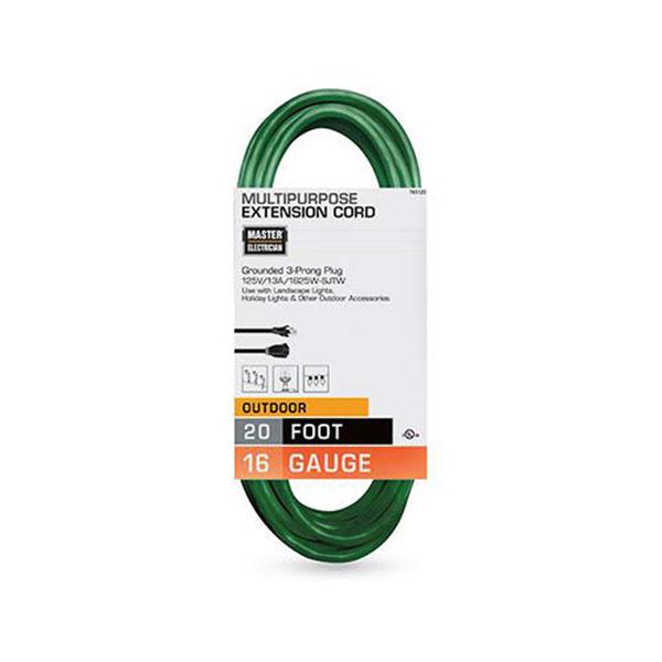 20 ft Green Outdoor Extension Cord