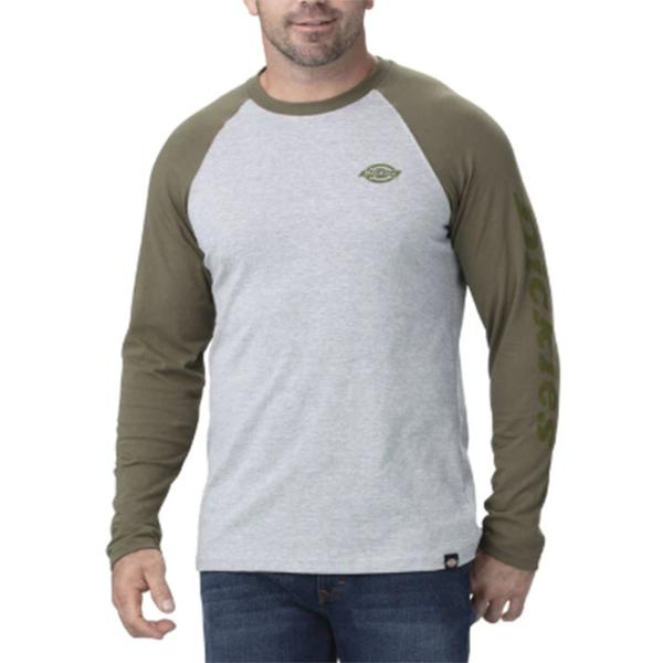 Dickies Long Sleeve Graphic Baseball T-Shirt Green and Gray-Medium
