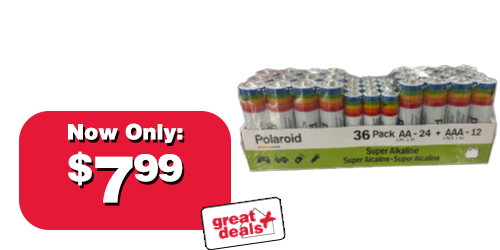 36 pk Alk. Batteries AA/AAA CD