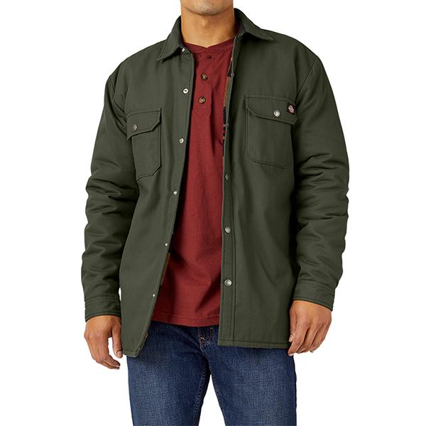Dickies Flannel Lined Duck Olive Green Jacket with Hydroshield-Large