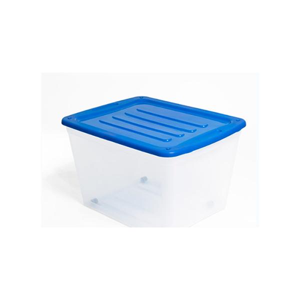 21 Gallon Clear Tote with Blue Lid