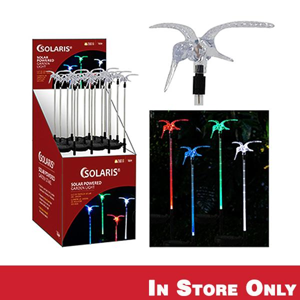 Solar Hummingbird with FIBER OPTIC Stake