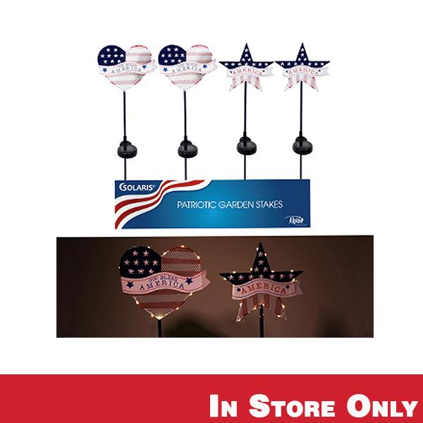 Solar Patriotic Garden Stake Assorted Metal