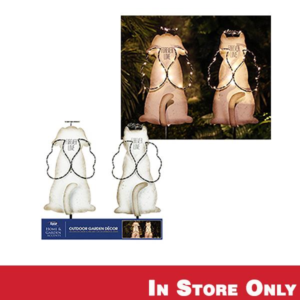 Solar Cat & Dog Angel Garden Stake Silhouettes w/ LED Lights