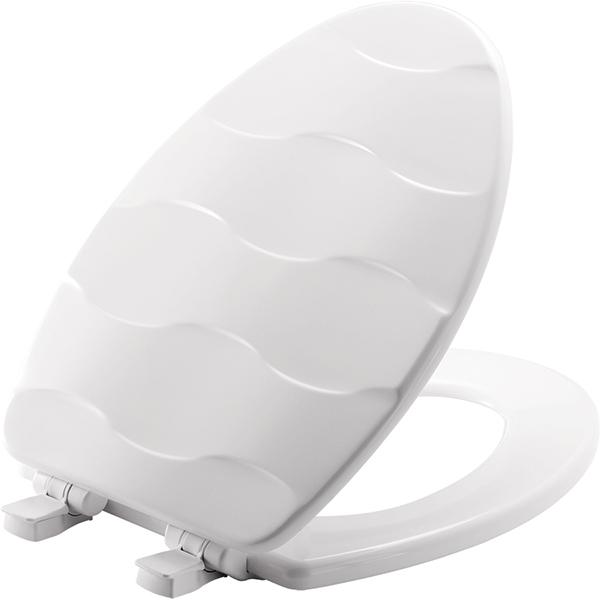 Basket Weave White Elongated Soft Close Toilet Seat
