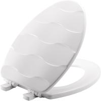 Basket Weave White Elongated Soft Close Toilet Seat