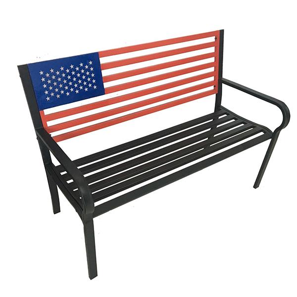 Metal American Flag Bench