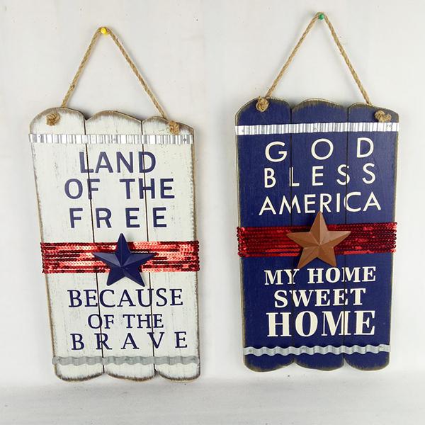 17 in Wood Patriotic Wall Sign-Assorted
