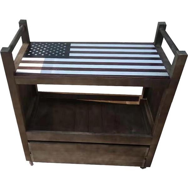 American Flag Cart with Bottom Drawer