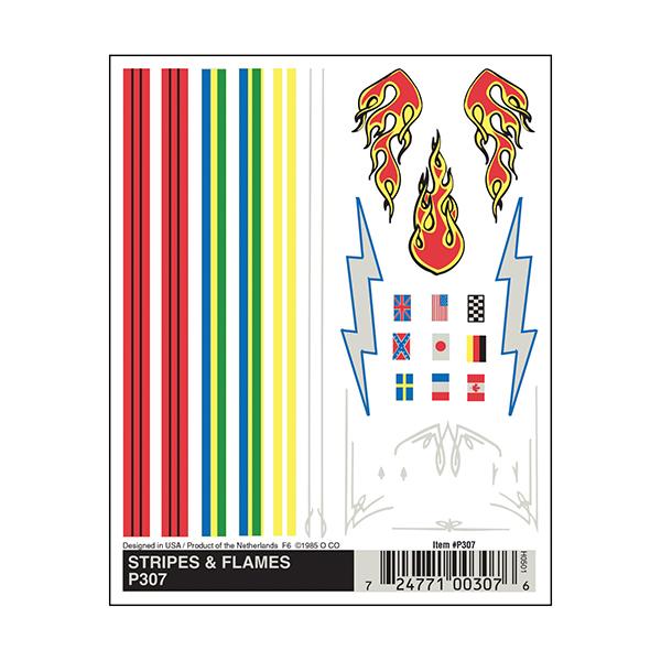 Pinecar Stripes and Flames Dry Transfer Decals