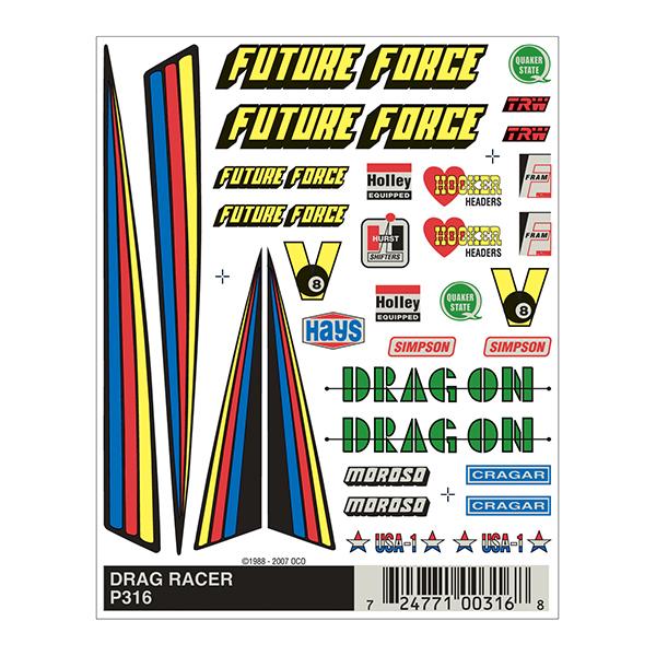 Pinecar Drag Racer Dry Transfer Decals