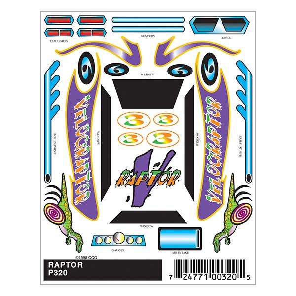 Pinecar Raptor Stick On Decals