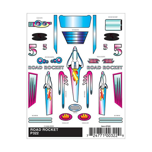 Pinecar Road Rocket Stick On Decals
