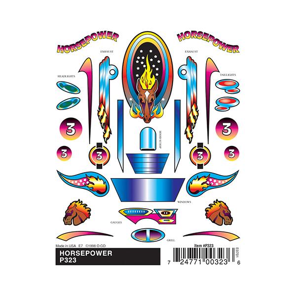 Pinecar Horse Power Stick On Decals