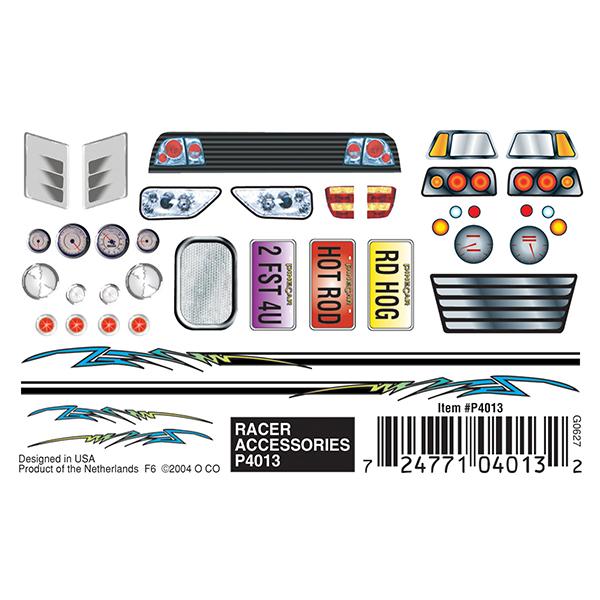 Pinecar Racer Accessories Dry Transfer Decals