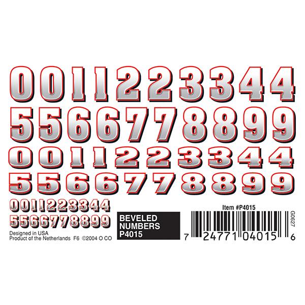 Pinecar Beveled Numbers Dry Transfer Decals