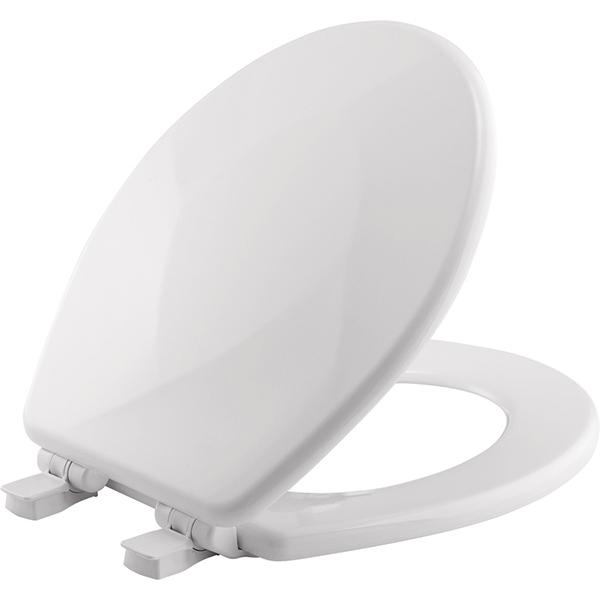 Teardrop Wood Slow Close Round White Toilet Seat