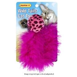 RUFFIN IT 32027 Plush Ball with Feather Tail Assorted