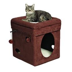 Feline Nuvo 137-BR Cat Cube, Faux Suede/Fleece, Brown