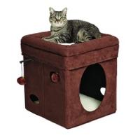 Feline Nuvo 137-BR Cat Cube, Faux Suede/Fleece, Brown