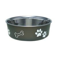 Loving Pets 7405ME Pet Feeding Bowl, M, 28 oz Volume, Polyresin/Stainless