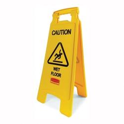 Rubbermaid FG611277 YEL Floor Sign 11 in W Yellow Background Caution Wet