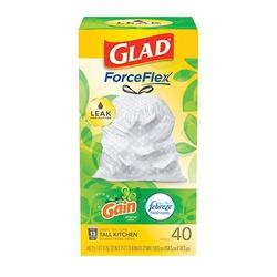 GLAD 79008 Kitchen Trash Bag L 13 gal Capacity Plastic White