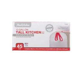 True Value 1221746 Tall Kitchen Trash Bag 13 gal Capacity White