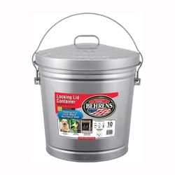 Behrens 6110 Locking Lid Can 10 gal Capacity Galvanized Steel Silver