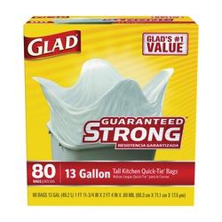 GLAD 60034 Tall Kitchen Trash Bag 13 gal Capacity LLDPE White