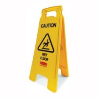 Rubbermaid FG611277 YEL Floor Sign 11 in W Yellow Background Caution Wet