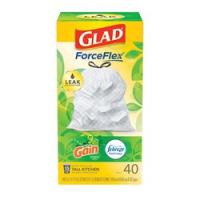 GLAD 79008 Kitchen Trash Bag L 13 gal Capacity Plastic White
