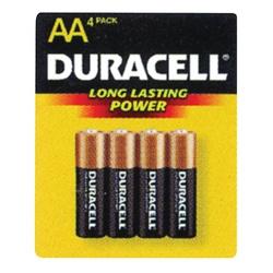 DURACELL COPPERTOP MN1500 Series MN1500B4Z Alkaline Battery, 1.5 V Battery,