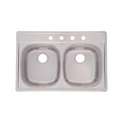 KINDRED FDS804NB Kitchen Sink 4-Faucet Hole 33 in OAW 22 in OAD 8 in