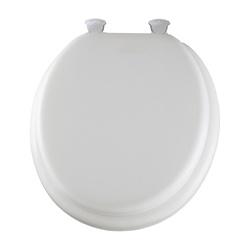 Mayfair 13EC-000 Toilet Seat Round Foam/Vinyl/Wood White Twist Hinge