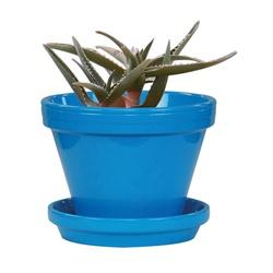 Ceramo PCS-6-B Standard Pot 6-1/2 in Dia Clay Blue Powder-Coated