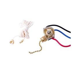 GB GSW-39 Pull Chain Switch 2-Pole 125/250 VAC 6 A Black/Clear Brass