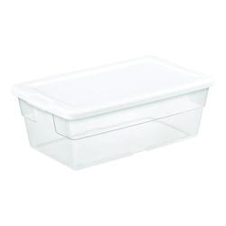 Sterilite 16428012 Storage Box Plastic Clear/White 13-5/8 in L 8-1/4 in