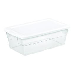 Sterilite 16428012 Storage Box Plastic Clear/White 13-5/8 in L 8-1/4 in