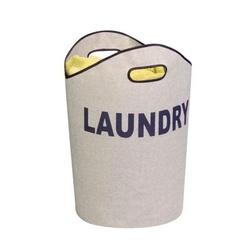 Honey-Can-Do LDY-02915 Laundry Basket with Handles Fabric Gray/Navy 21 in