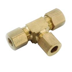 Anderson Metals 750064-04 Pipe Tee 1/4 in Compression Brass 300 psi
