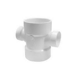 CANPLAS 192189 Double Sanitary Tee 3 x 1-1/2 in Hub PVC White