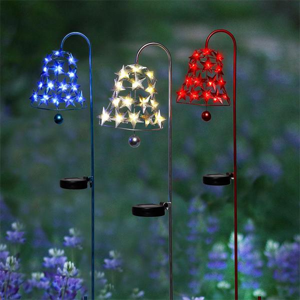 Solar Star-Filled Bell Twinkle Patriotic Garden Stake - Assorted