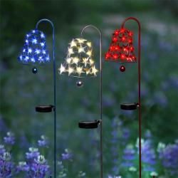 Solar Star-Filled Bell Twinkle Patriotic Garden Stake - Assorted