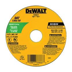DeWALT DW8072 Cutting Wheel 4-1/2 in Dia 0.045 in Thick 7/8 in Arbor