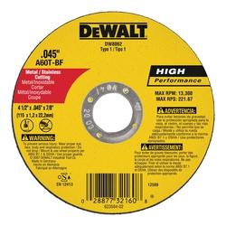 DeWALT DW8062 Cutting Wheel 4-1/2 in Dia 0.045 in Thick 7/8 in Arbor