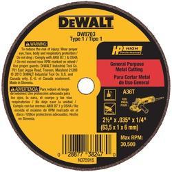 DeWALT DW8717 Cut-Off Wheel 4 in Dia 0.035 in Thick 3/8 in Arbor 36