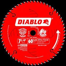 Diablo D0760A Circular Saw Blade 7-1/4 in Dia 5/8 in Arbor 60-Teeth