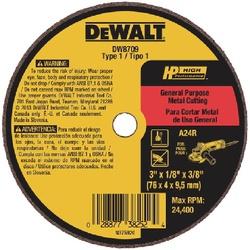 DeWALT HP Series DW8709 Cut-Off Wheel 3 in Dia 1/8 in Thick 3/8 in Arbor
