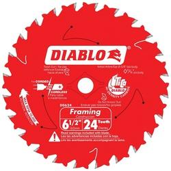 Diablo D0624A Framing Trim Saw Blade 6-1/2 in Dia 5/8 in Arbor 24-Teeth